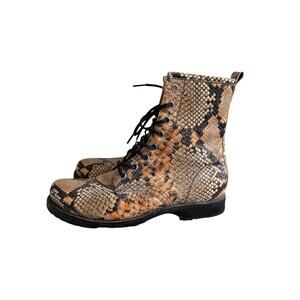 Frye Veronica Women's Size 9B Snake Embossed Leather Lace-Up Combat Boot Grunge
